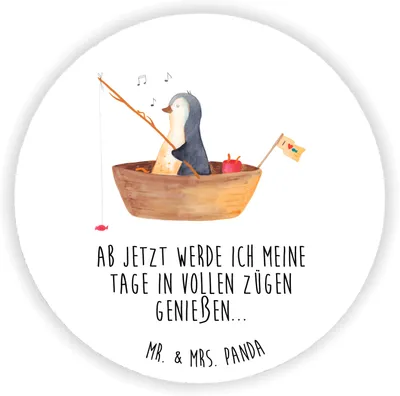 Produktbild von Mr. & Mrs. Panda magnet Pinguin Angelboot - Weiß - Geschenk, pinnwand, für kühlschrank, Optimistisch, Boot, Angeln, Leben, magnettafel, Kühlschrankmagnet