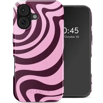 Image de Selencia Vivid Backcover avec MagSafe pour Apple iPhone 17 - Wavy Swirl Pink Plum