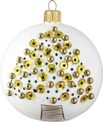 Produktbild von Weihnachtskugel Weiß Baum Gold