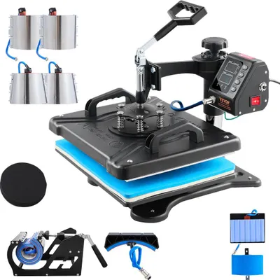 Image de Machine de transfert multifonctionnelle 10 en 1, noire - Pour transfert thermique, sublimation, t-shirts, etc. - Dimensions : 30 x 38 cm