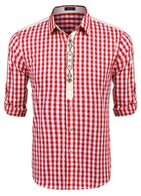 Zdjęcie produktu dla Elzusha - Koszula męska, długi rękaw, w kratę, styl  , krój regular, casual