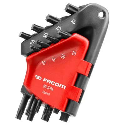 Produktbild von FACOM Stiftschlüssel-Satz 8-teilig, Stiftschlüssel-Set Torx/Resistorx, Winkelstiftschlüssel, Winkelsechskantschlüssel