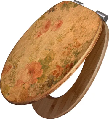 Produktbild von banjado Design WC Sitz Bambus Absenkautomatik -Blumen Antik - Toilettendeckel mit Absenkautomatik Holz/hochwertiger Bambus Klodeckel/WC-Sitz für alle gängigen Toiletten [TDB2 12906]
