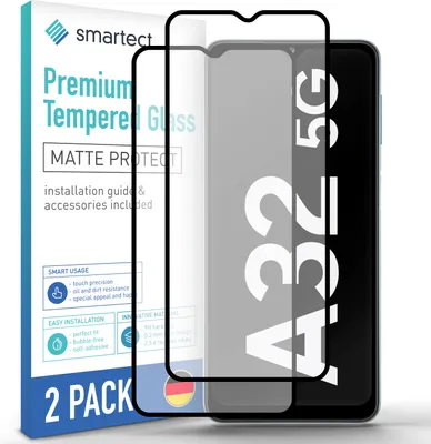 Produktbild von 2x Schutzglas Panzerfolie Full Screen Matt für Galaxy A32 5G Displayschutz Glas