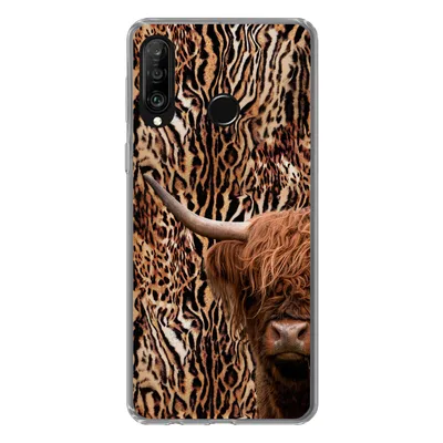 Produktbild von MuchoWow® Handyhülle Schutzhülle Hülle für Huawei P30 Lite Schottischer Highlander - Kuh - Pantherdruck Silikon Softcase Handy Hülle - Handyhülle
