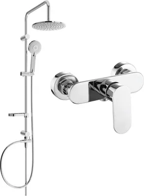 Image de Ensemble de douche apparent Mexen Carl avec pommeau et mitigeur Milo, chromé - 71340240-00