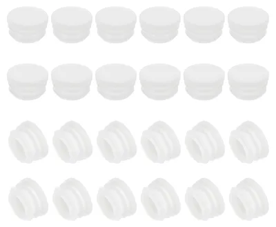 Obrázek produktu pro Plastové zátky pro kulaté trubky, 22 mm, bílé, 24 kusů