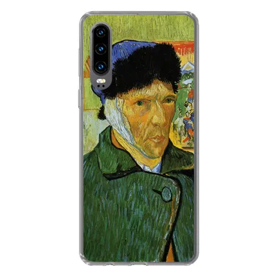 Produktbild von MuchoWow® Handyhülle Schutzhülle Hülle für Huawei P30 Selbstbildnis mit verbundenem Ohr - Vincent van Gogh Silikon Softcase Handy Hülle - Kartenbesitzer