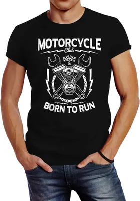 Produktbild von Herren T-Shirt Motorcycle Club Slim Fit Neverless® schwarz S