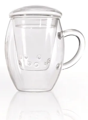 Produktbild von Creano Teeglas all in one, Große Teetasse mit Sieb und Deckel aus Glas, 400ml ein idealer Teebereiter