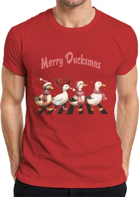 Produktbild von Merry Ducksmas Entenliebhaber Enten - Weihnachten Xmas Christmas Herren T-Shirt, Rot, S