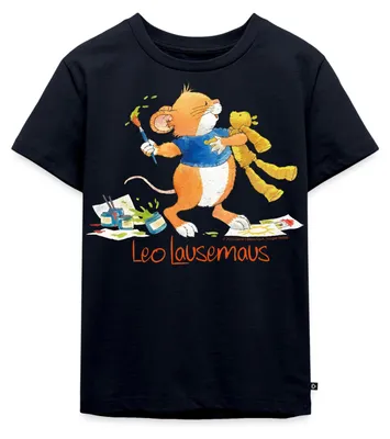 Produktbild von Spreadshirt Leo Lausemaus Malen mit Teddy Kinder Premium T-Shirt, 122/128 (6 Jahre), Navy