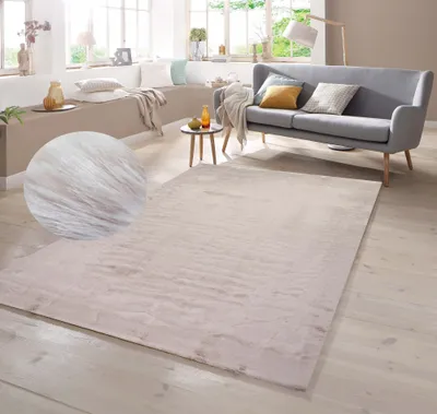 Immagine prodotto di Tappeto in pelliccia di coniglio, colore rosa, dimensioni: 80 cm (rotondo)