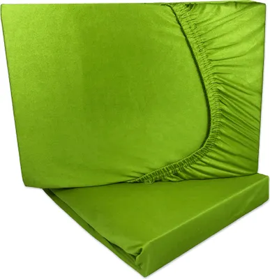 Produktbild von Doppelpack Mikrofaser Spannbettlaken 90x200 cm - 100x200 cm Apfel Grün