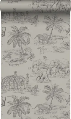 Immagine prodotto di Origin Wallcoverings carta da parati animali della giungla grigio di argilla 53 cm x 10.05 m