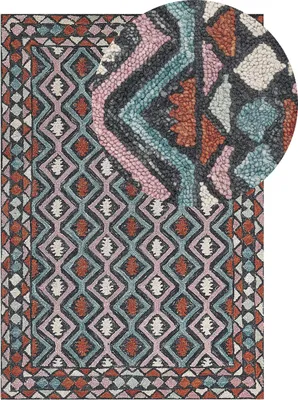 Zdjęcie produktu dla BELIANI Dywan wielokolorowy wełniany 140 x 200 cm nowoczesny styl wzór orientalny geometryczny