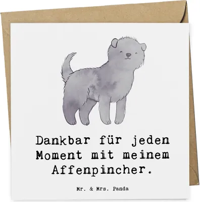 Produktbild von Mr. & Mrs. Panda Klappkarte Affenpincher Moment - Weiß - Geschenk, faltkarte, Grußkarte, doppelkarte, Glückwunschkarte, anlasskarte