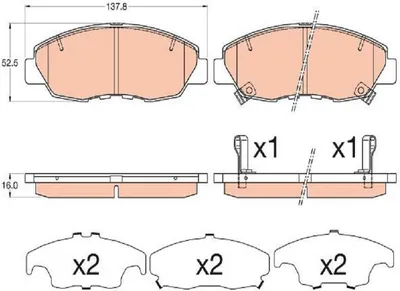 Produktbild von TRW Bremsbeläge Satz Vorne für HONDA CIVIC IX Stufenheck (FB, FG) GDB3609