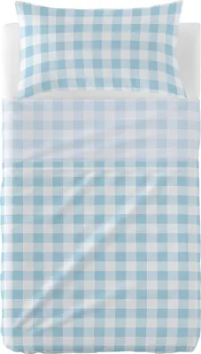 Image de Parure de lit HappyFriday Basic Kids Vichy bleu lit bébé 2 pièces