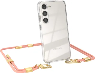 Produktbild von EAZY CASE Handykette für Samsung Galaxy S23, Transparente Silikonhülle mit Band, Clear Case, abnehmbar in  Rosa