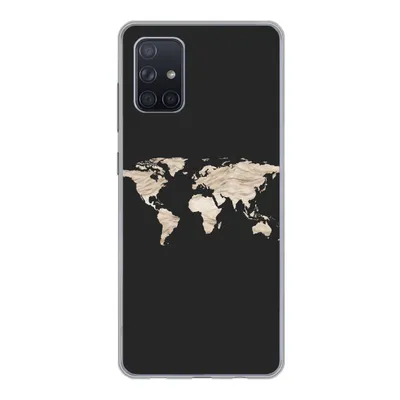Produktbild von MuchoWow® Handyhülle Schutzhülle Hülle für Samsung Galaxy A51 Weltkarte - Heu - Braun Silikon Softcase Handy Hülle - Schutzabdeckung
