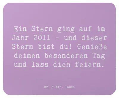 Produktbild von Mr. & Mrs. Panda Mauspad Spruch 2011 Geburtstag Stern - Lavendeltraum - Geschenk, pc mausunterlage, computer, Mouse Pad, Ein ging auf, mausteppich, Herz berühren, geboren