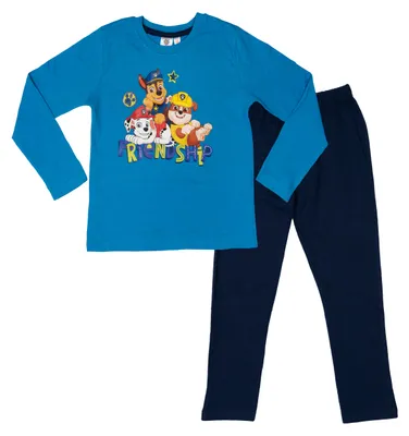 Produktbild von Paw Patrol Schlafanzug für Jungen - Chase Kinder Pyjama Set Langarm Oberteil mit Hose Blau/Schwarz 98-104