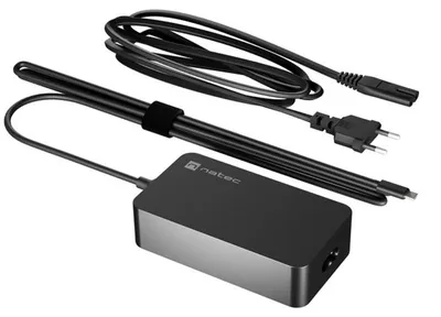 Immagine prodotto di Caricabatterie per laptop Natec Grayling GAN USB-C da 65 W per laptop, tablet e telefoni