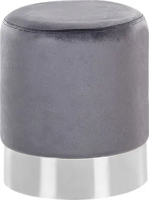 Produktbild von BELIANI Pouf Grau Samt Silber Metall rund Flur Wohnzimmer Salon Schlafzimmer Deko Sitzhocker