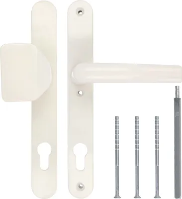 Produktbild von Türgriff / Türdrücker / Türklinke / Drückergarnitur DHS 92mm (Schildbreite 32mm) - Creme RAL 9001 - mit Knauf