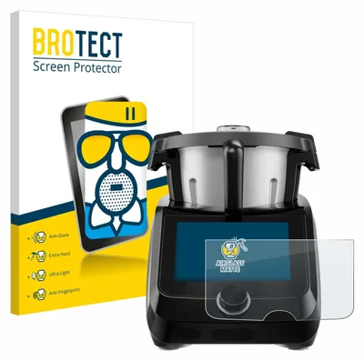 A product shot of a screen protector for a kitchen appliance, with packaging in the background.