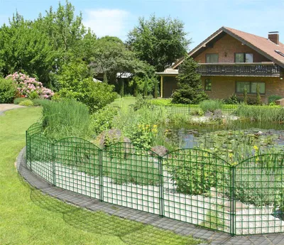 Produktbild von Metall Teichzaun - Set "Oberburg" 11 tlg. - ca. 375cm, Tiergehege, Gartenzaun, Campingzaun, Zaun, Zaunmatten, Steckzaun