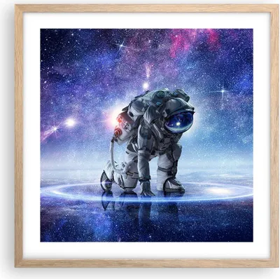 Produktbild von Gerahmtes Poster - Rahmen in heller Eiche - Kosmonaut Weltraum - 50x50 cm - Wand Bild - Wanddeko - Wandbilder - Wandposter - Bilderrahmen - Bilder - Kunstdruck - Wandbild - P2NAC50x50-3985