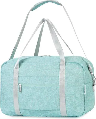 Zdjęcie produktu dla Uniqoos® Składana torba podróżna – bagaż podręczny, wymiary 40 x 20 x 25 cm, kolor: miętowy, pasek na ramię z wyściełaniem, wewnętrzna kieszeń zapinana na zamek, 2 kieszenie z siatki, pas mocujący do walizki
