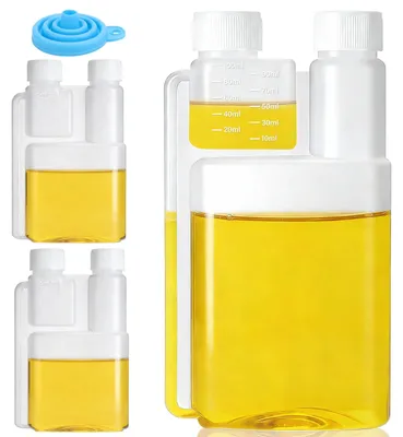 3er-Set Dosierflaschen mit Doppelhals, 1000 ml + 100 ml, 2x 100 ml + 5 ml