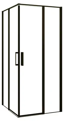 Produktbild von Duschspa 140x100x185cm Eckeinstieg Schwarz Duschkabine Drehtür 6mm ESG Nanoglas Pendeltür Duschtür eckdusche Duschabtrennung