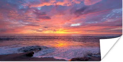 Produktbild von MuchoWow® Poster Strand - Meer - Sonnenuntergang 160x80 cm - Foto Poster