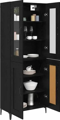 Obrázok produktu pre vidaXL Highboard čierny dubový vzhľad 69,5 x 34 x 180 cm materiál na báze dreva