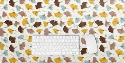 Produktbild von Ginkgo Hinterlässt Ein Nahtloses Muster – Schreibtischunterlage – Rutschfeste Tischunterlage – Schreibtischmatte für Büro & Zuhause – Schreibunterlage – Mauspad – Tischmatte – 90 x 45 cm