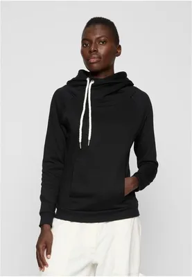 Zdjęcie produktu dla Damska bluza z kapturem Urban Classics Ladies Raglan High Neck Hoody, czarna – rozmiar M