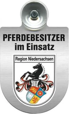 Produktbild von Einsatzschild mit Saugnapf - Pferdebesitzer im Einsatz - 393830 incl. Regionenwappen nach Wahl Color - Region Niedersachsen