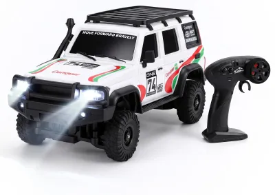 Produktbild von 1:43 Modell-Fernlennwagen, 2,4G Fernsteuerung und App-Steuerung, elektrisches Geländefahrzeug mit LED-Leuchten, austauschbare Karosserien