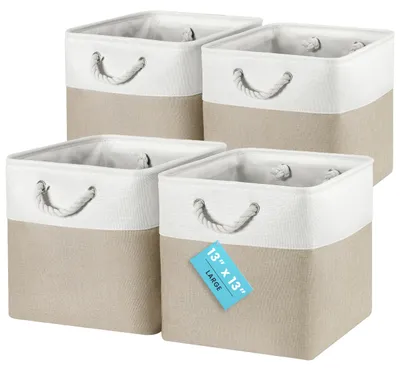 Image de Boîte de rangement 33 x 33 x 33 cm, lot de 4, boîte en tissu, boîtes Kallax, panier de rangement pliable, paniers de rangement pour chambre d'enfant, paniers pour Kallax