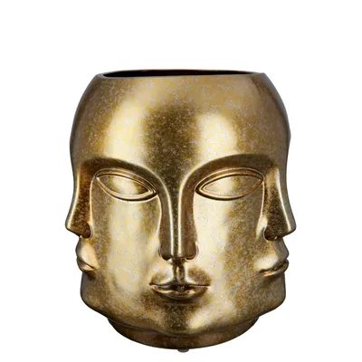 Immagine prodotto di Gilde Gesichtsvase, "Crado", Keramik, goldfarben, VE 1, H. 23 cm, D. 20 cm 28980 4063387289808