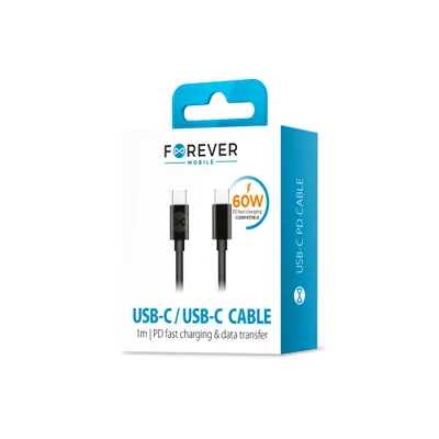 Zdjęcie produktu dla Forever Kabel Usb-C - Usb-C 1,0 M 60W Czarny
