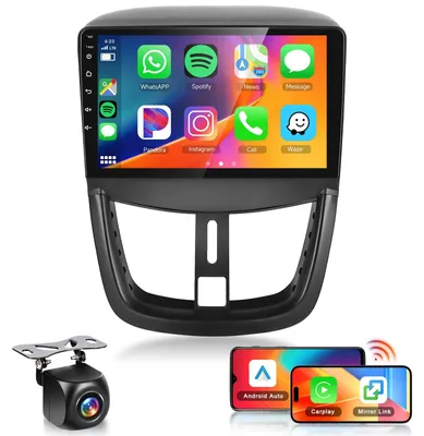 Imagen del producto de Radio para coche - Peugeot 207 - Pantalla táctil de 9 pulgadas - Compatible con CarPlay y Android Auto - Bluetooth