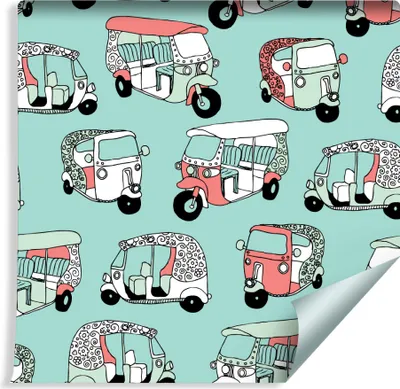 Obrázok produktu pre 10m VLIES WALLPAPER rolka škôlka farebné rikše doprava mesto XXL