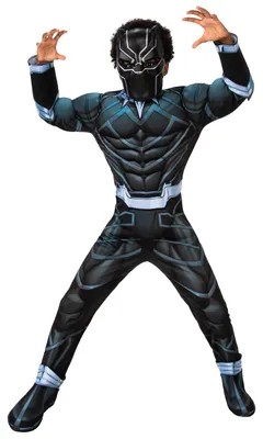 Produktbild von Rubies 301734S Black Panther Deluxe Kinderkostüm, Jungen, mehrfarbig, 7-8 Jahre Halloween, Halloween