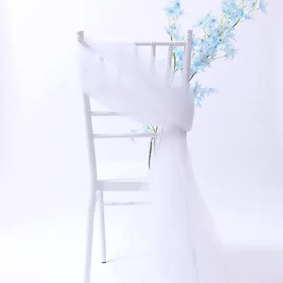 Tüll-Stuhlbänder, 2 Stk., 150x200 cm, Weiß, für Hochzeit & DIY