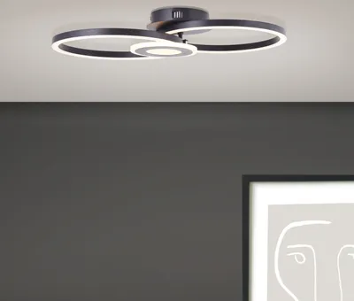 Produktbild von BRILLIANT moderne schwarze LED Deckenleuchte Bray | schwenkbares Element | warmweiß | 24 Watt 2900 Lumen 3000 Kelvin | 30x52cm | Metall/Kunststoff